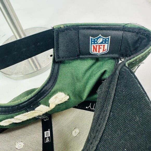 New Era Mens Ivory Green 9Fifty NFL Jets Adjustable Strap Snapback Hat - Picture 7 of 8